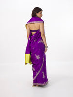 Handwoven Amethyst Silk Cutwork Banarasi Saree