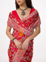 Handwoven Deep Red Silk Kadhwa Banarasi Saree
