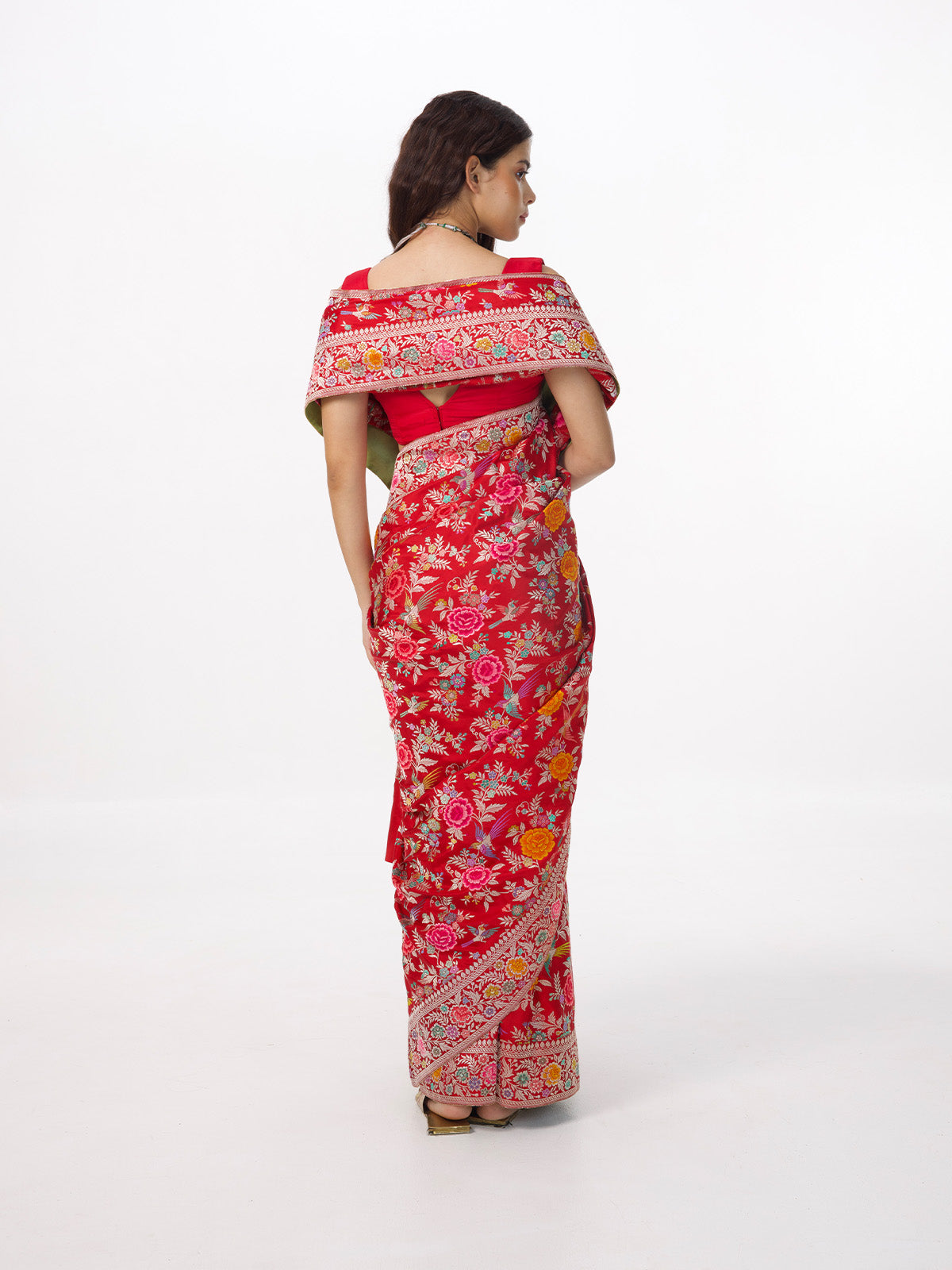 Handwoven Deep Red Silk Kadhwa Banarasi Saree