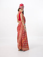 Handwoven Crimson Red Silk Rangkaat Banarasi Saree