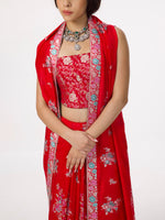 Handwoven Scarlet Silk Kadhwa Banarasi Saree