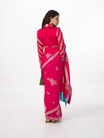 Handwoven Electric Pink Silk Cutwork Banarasi Saree