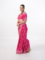 Handwoven Fuchsia Pink Silk Kadhwa Banarasi Saree