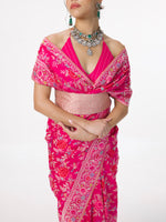 Handwoven Fuchsia Pink Silk Kadhwa Banarasi Saree