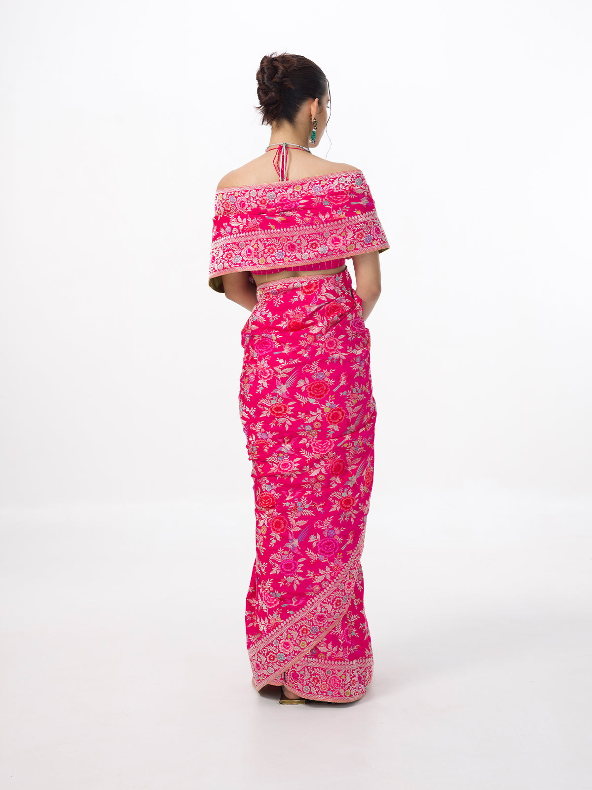Handwoven Fuchsia Pink Silk Kadhwa Banarasi Saree
