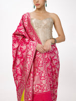 Handwoven Deep Pink Banarasi Emboss Saree