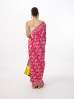 Handwoven Deep Pink Banarasi Emboss Saree