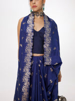 Handwoven Ultramarine Blue Silk Cutwork Banarasi Saree