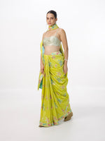 Handwoven Lime Green Silk Kadhwa Banarasi Saree