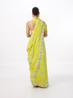Handwoven Lime Green Silk Kadhwa Banarasi Saree