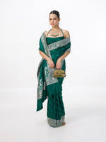 Handwoven Jade Green Satin Tanchoi Banarasi Saree