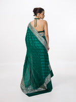 Handwoven Jade Green Satin Tanchoi Banarasi Saree