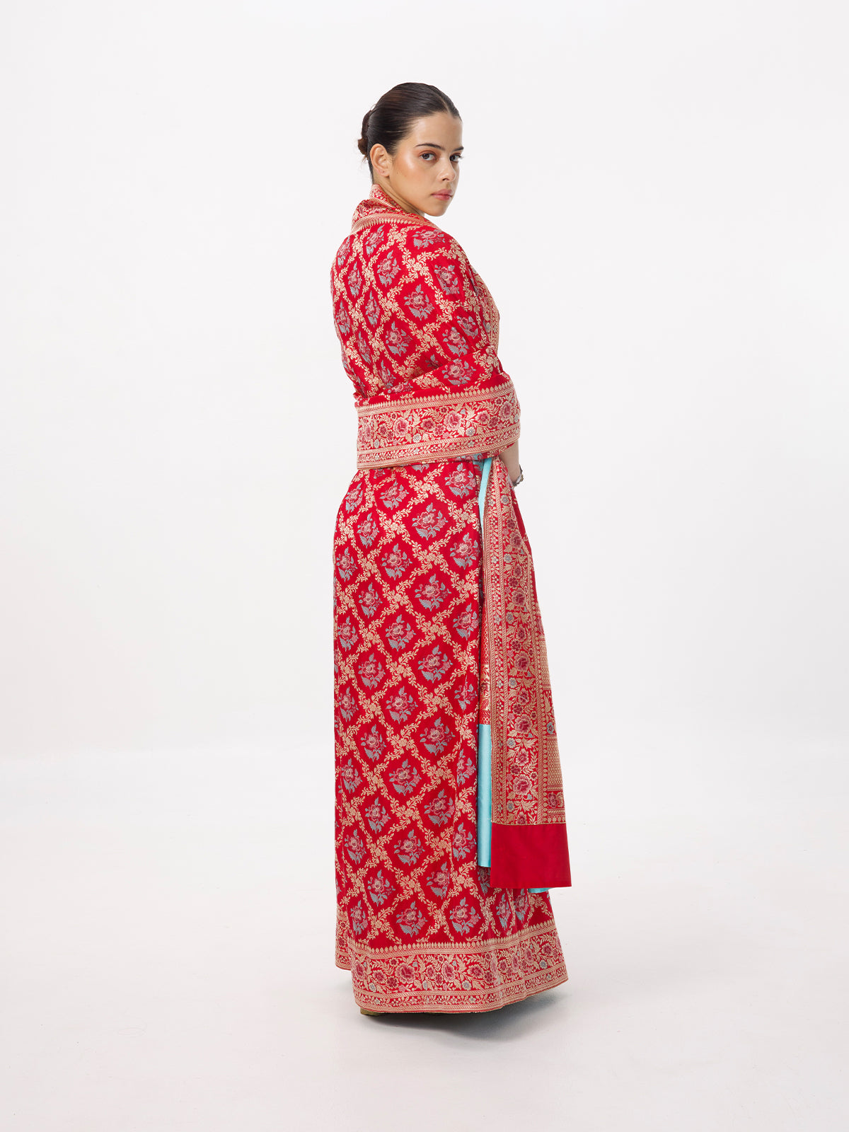 Handwoven Red Silk Kadhwa Banarasi Saree