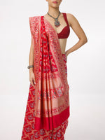 Handwoven Red Silk Kadhwa Banarasi Saree