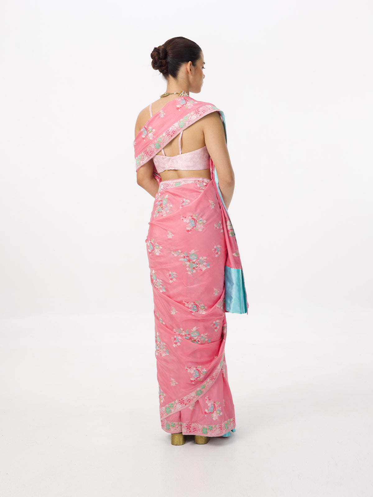 Handwoven Pink Silk Kadhwa Banarasi Saree