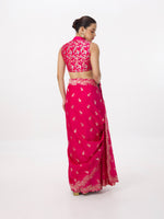 Handwoven Neon Pink Silk Cutwork Banarasi Saree