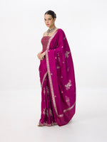 Handwoven Magenta Silk Cutwork Banarasi Saree