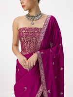 Handwoven Magenta Silk Cutwork Banarasi Saree