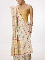 Handwoven Warm Beige Silk Kadhwa Banarasi Saree