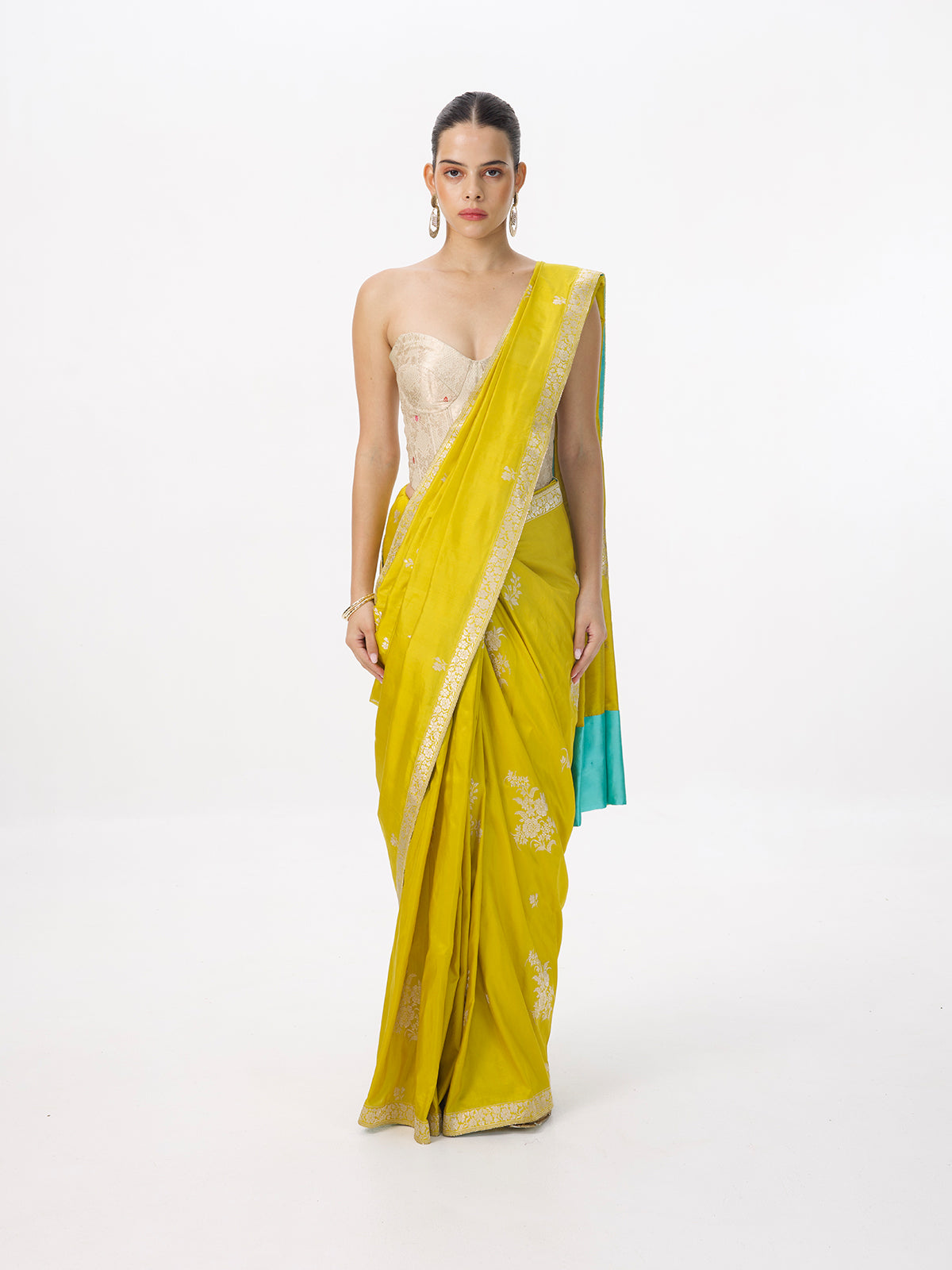 Handwoven Mustard Silk Cutwork Banarasi Saree