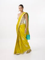 Handwoven Mustard Silk Cutwork Banarasi Saree