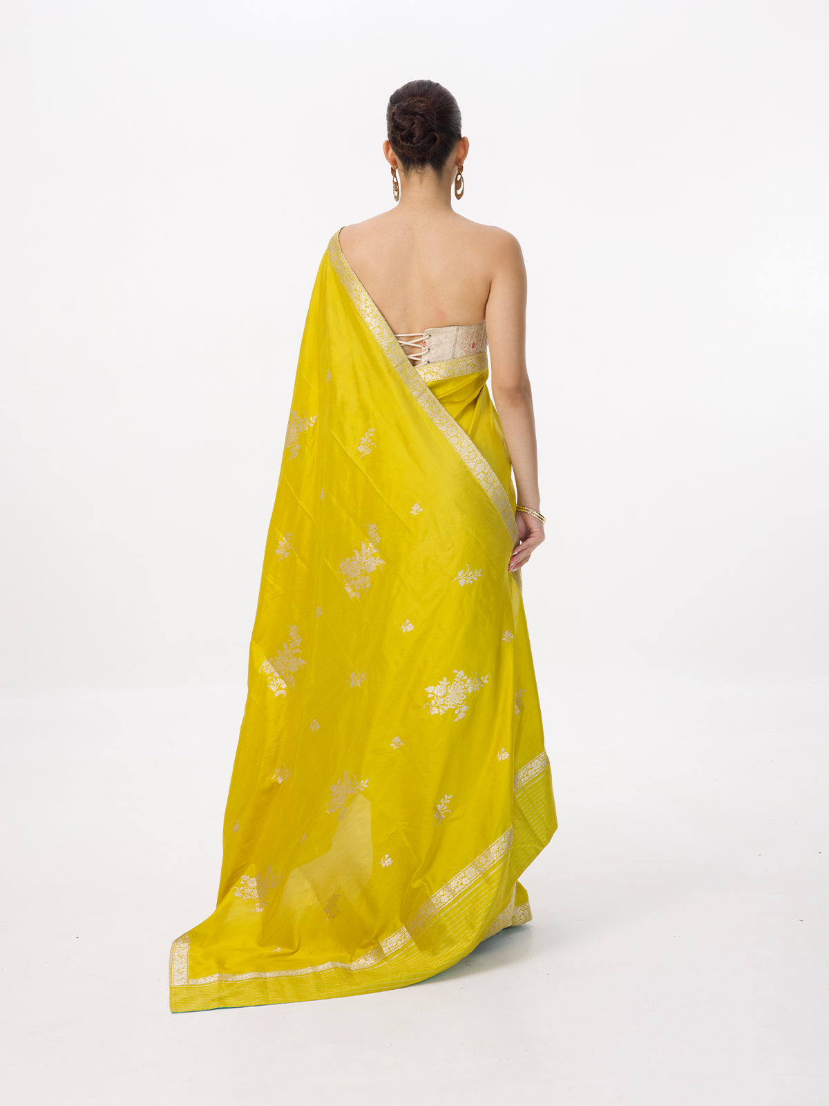 Handwoven Mustard Silk Cutwork Banarasi Saree