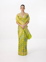 Handwoven Green Ombré Silk Rangkaat Banarasi Saree