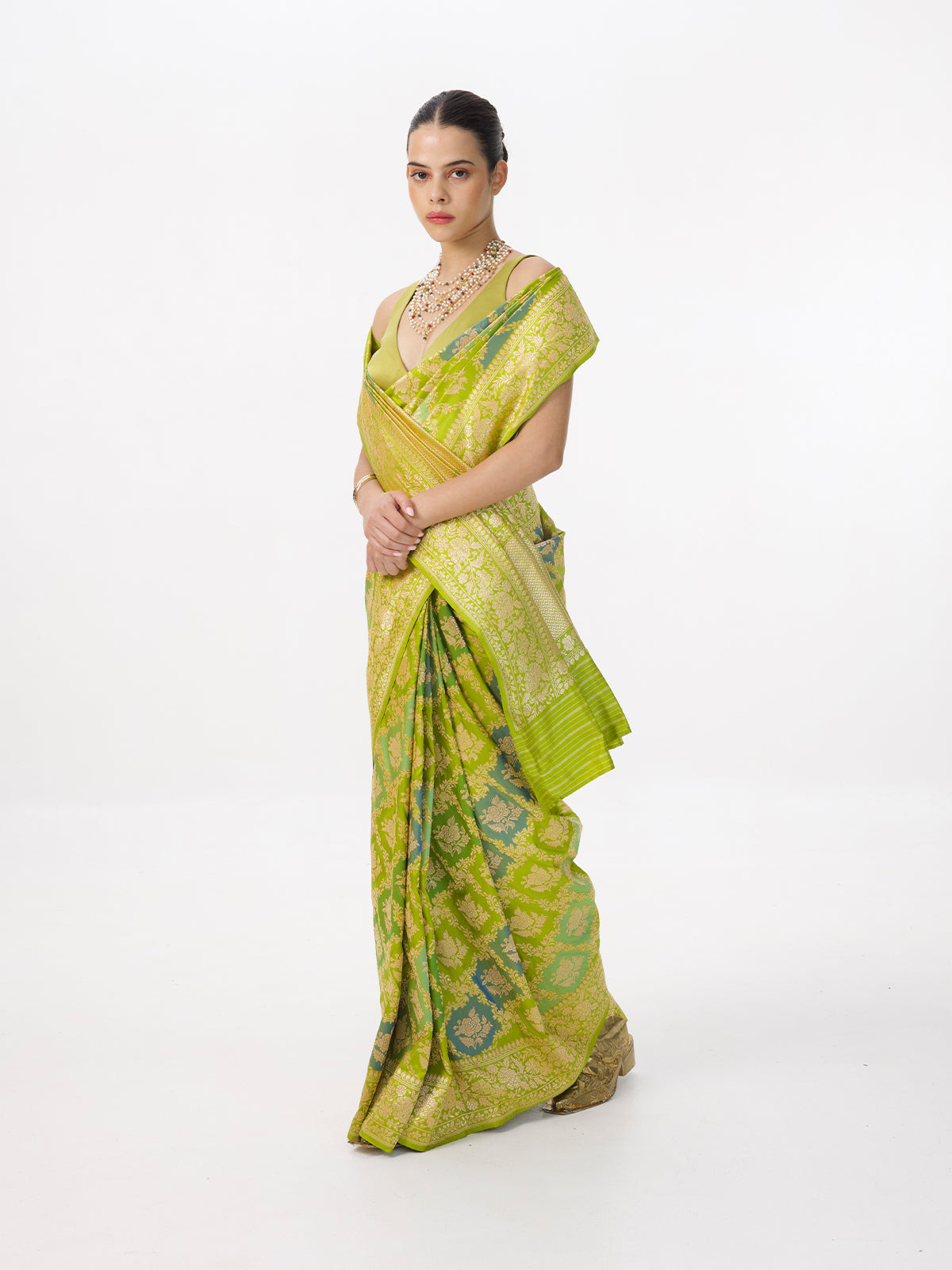 Handwoven Green Ombré Silk Rangkaat Banarasi Saree