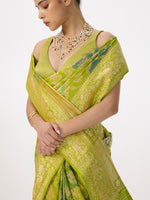 Handwoven Green Ombré Silk Rangkaat Banarasi Saree