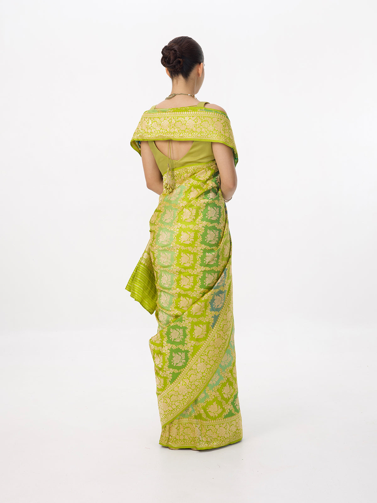 Handwoven Green Ombré Silk Rangkaat Banarasi Saree