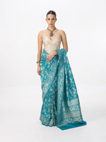 Handwoven Aqua Blue Banarasi Emboss Saree