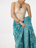 Handwoven Aqua Blue Banarasi Emboss Saree