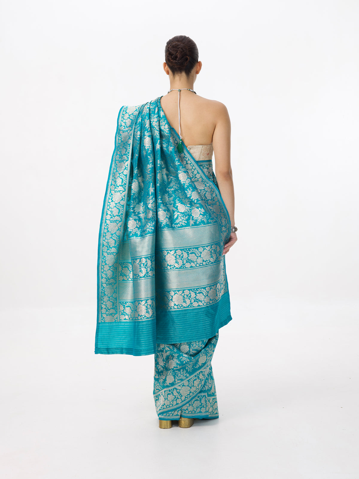 Handwoven Aqua Blue Banarasi Emboss Saree