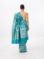 Handwoven Aqua Blue Banarasi Emboss Saree