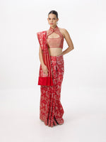 Handwoven Crimson Red Silk Banarasi Emboss Saree