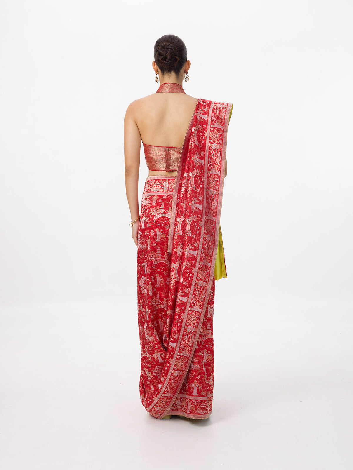 Handwoven Crimson Red Silk Banarasi Emboss Saree