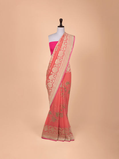 Handwoven Pink Georgette Saree