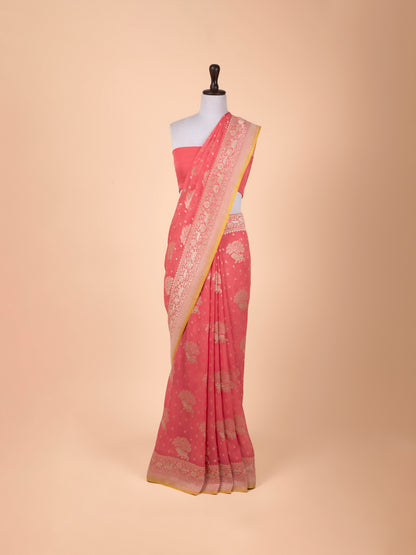 Handwoven Pink Georgette Saree