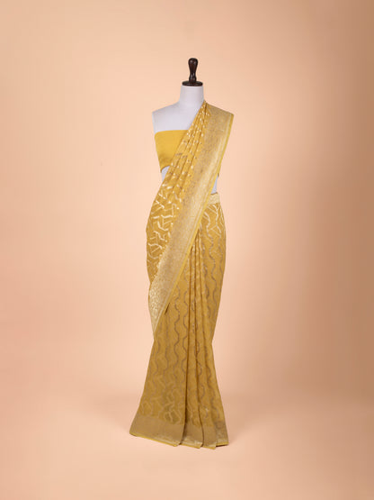 Handwoven Yellow Georgette Saree