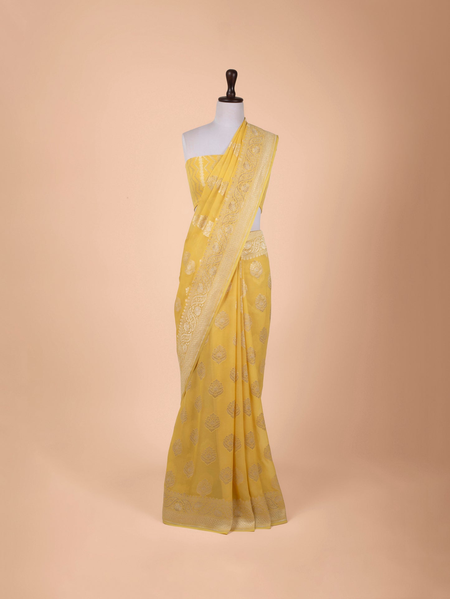 Handwoven Yellow Georgette Saree