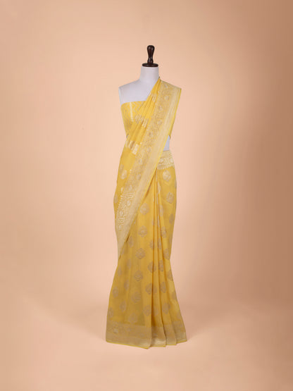 Handwoven Yellow Georgette Saree