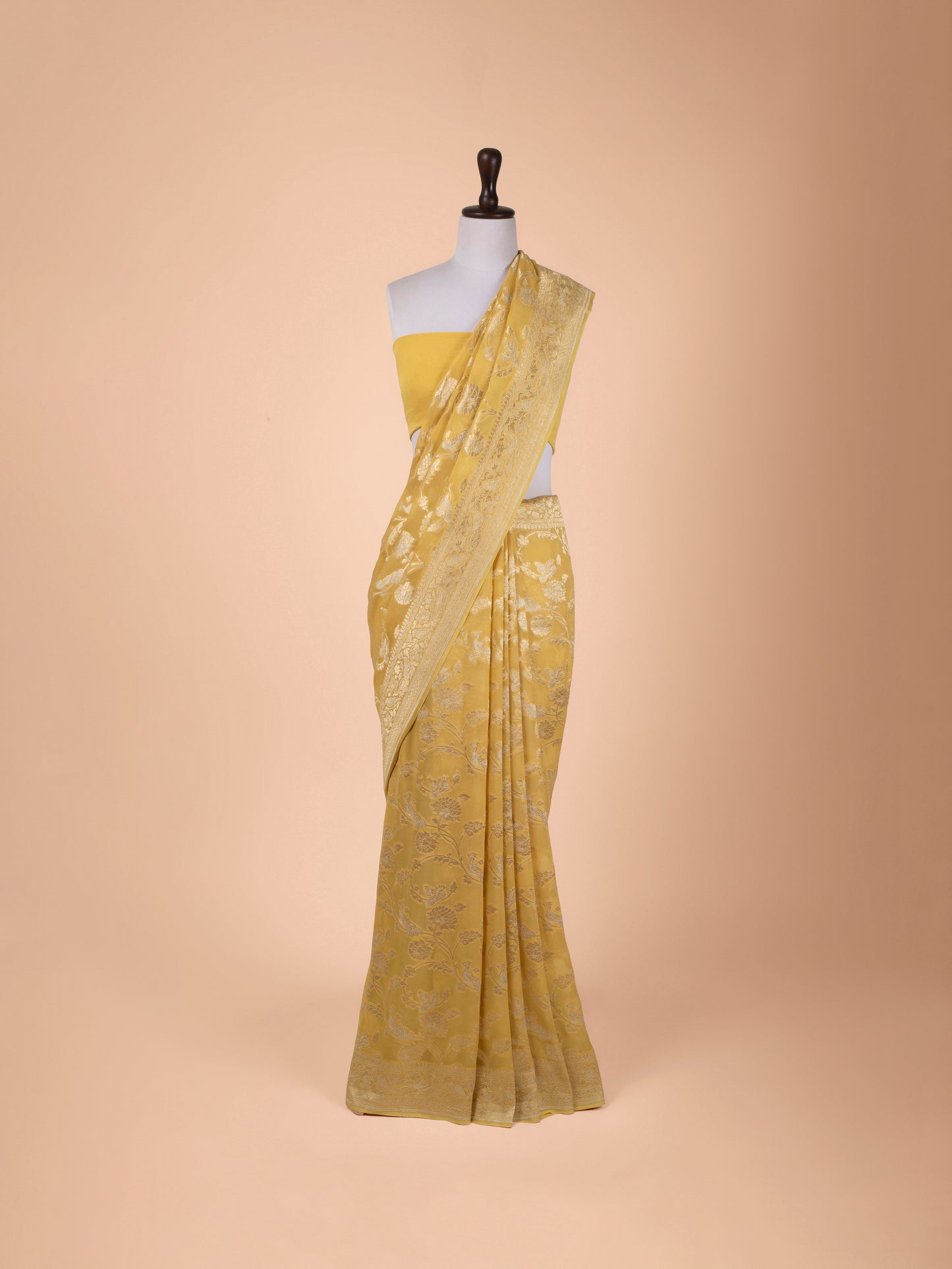 Handwoven Yellow Georgette Saree