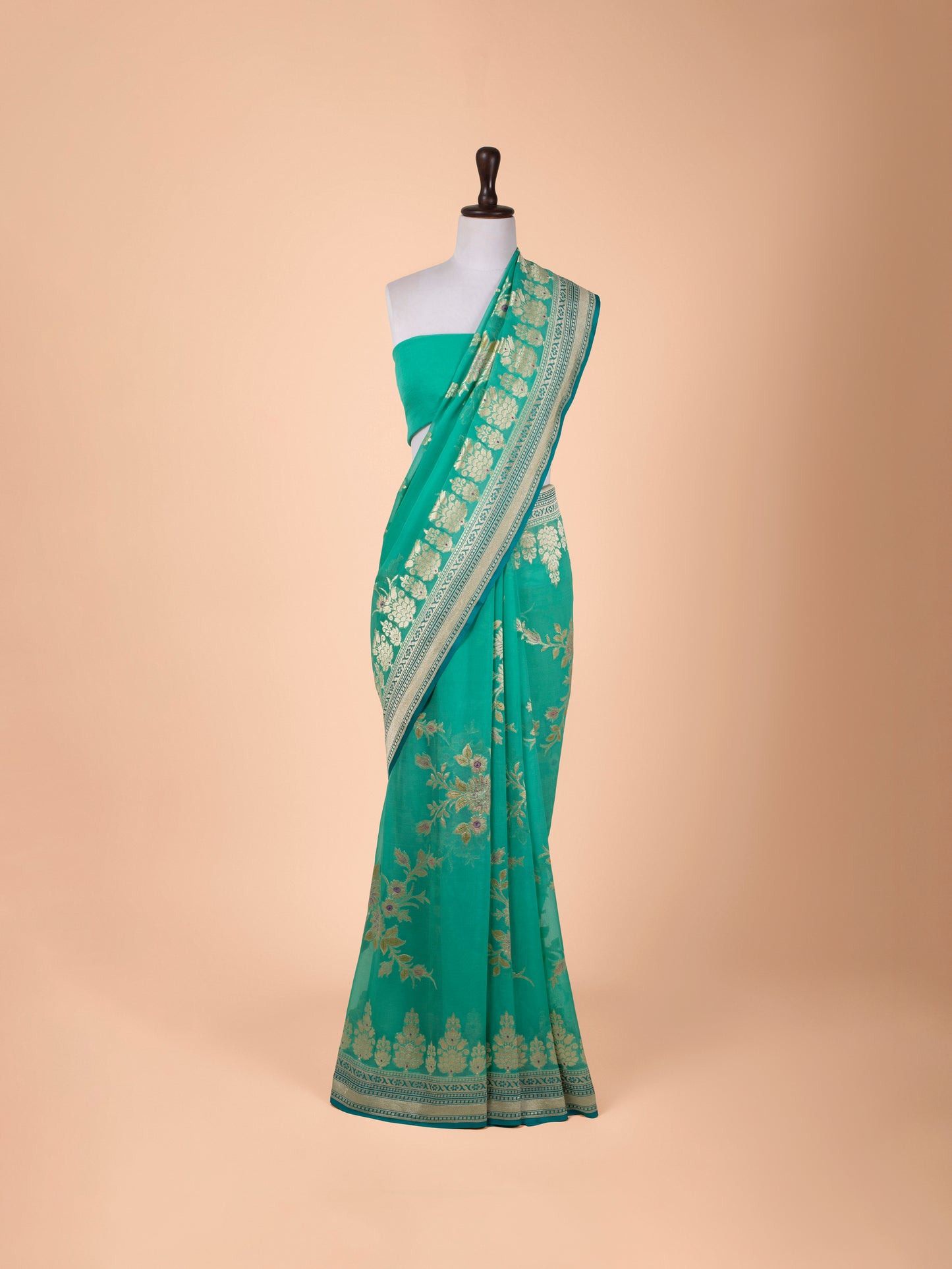 Handwoven Green Georgette Saree