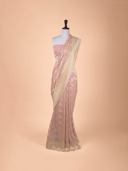 Handwoven Pink Georgette Saree