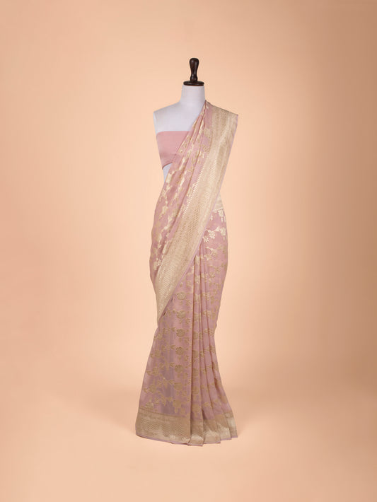 Handwoven Pink Georgette Saree