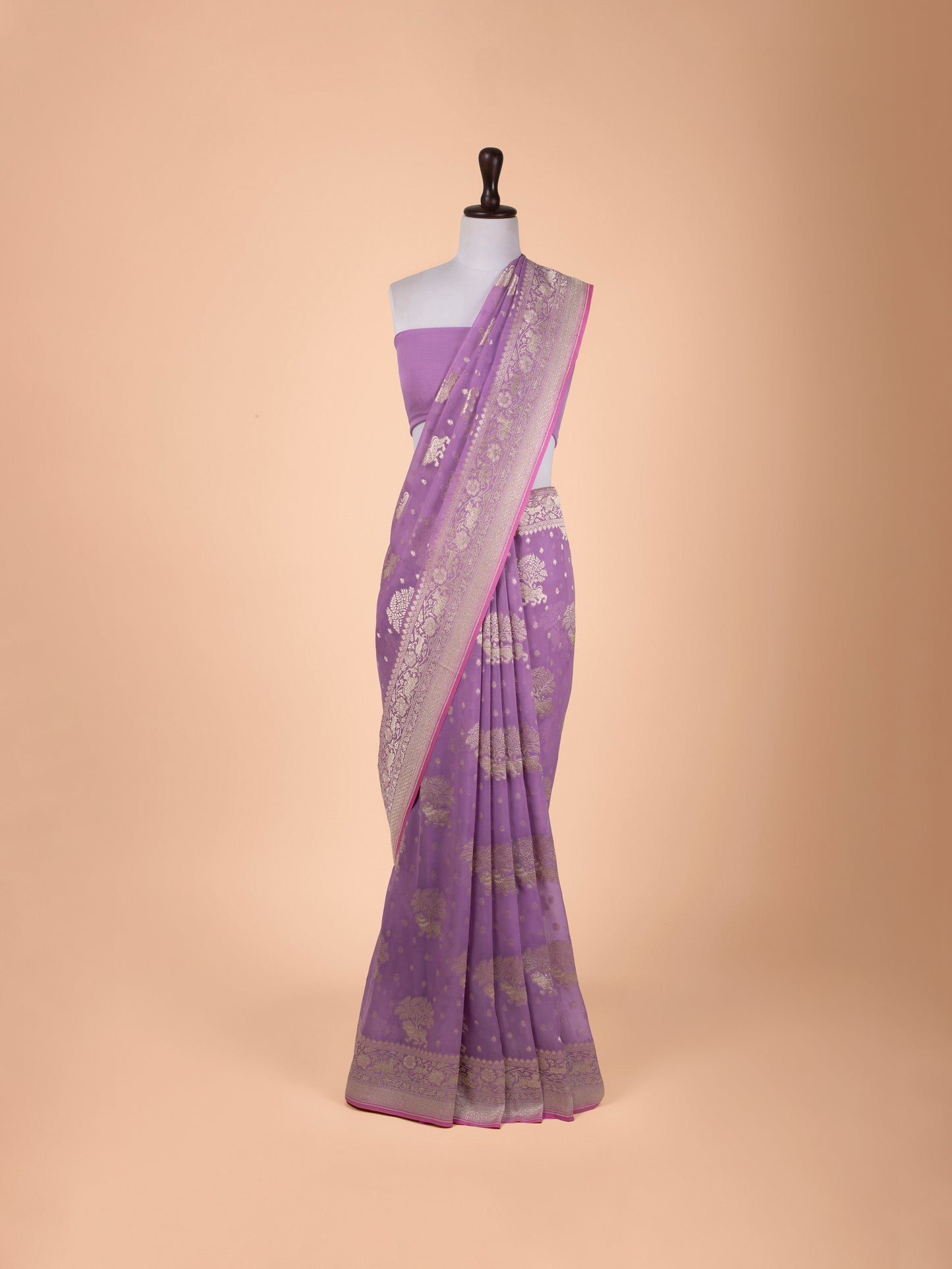 Handwoven Mauve Georgette Saree