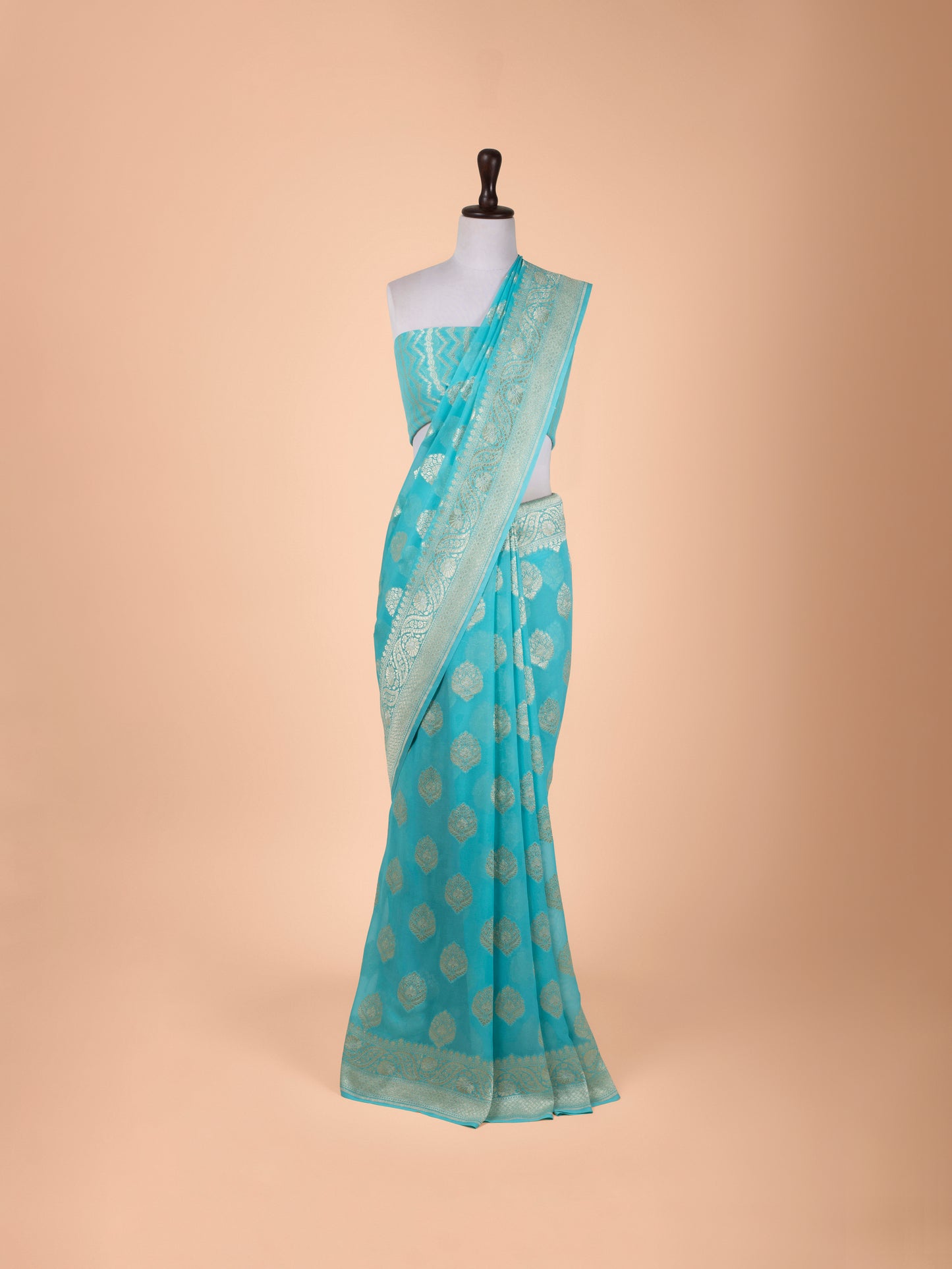 Handwoven Blue Georgette Saree