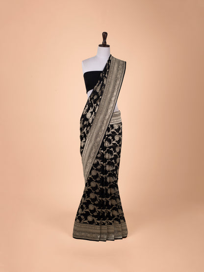 Handwoven Black Georgette Saree