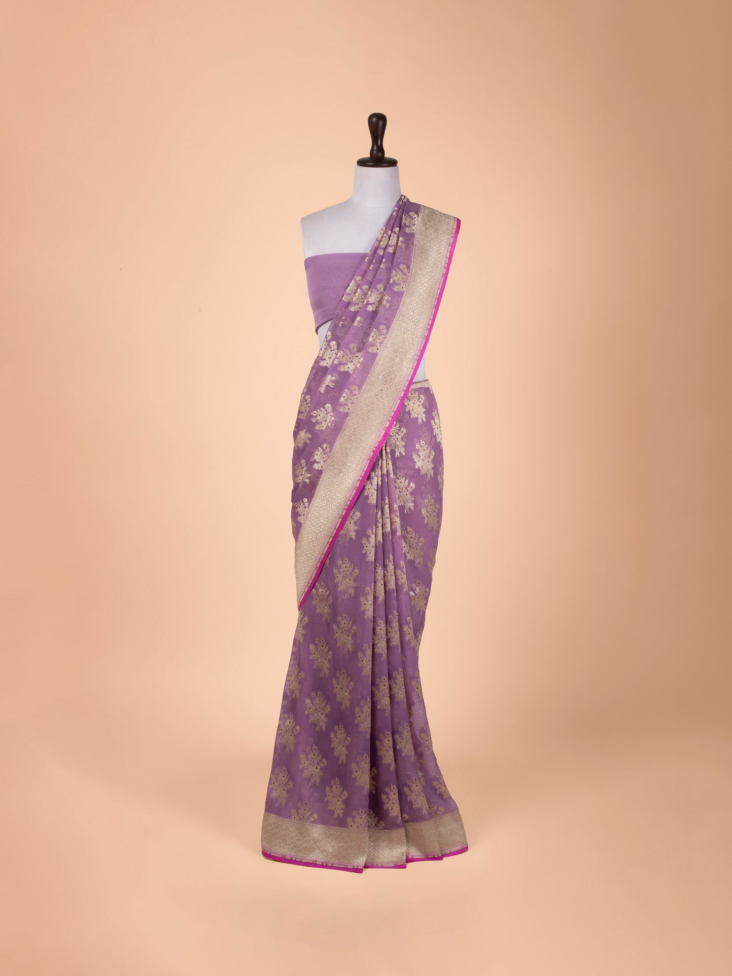 Handwoven Purple Georgette Saree