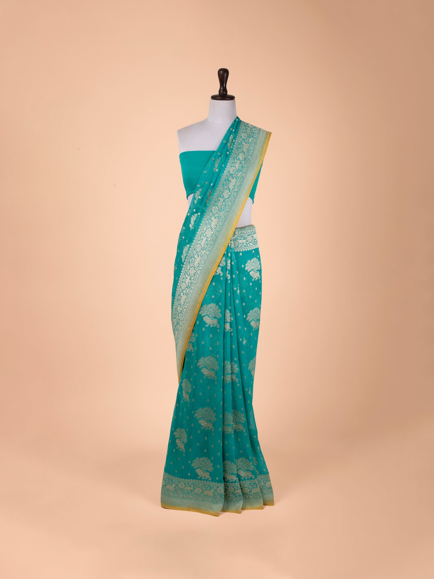 Handwoven Green Georgette Saree